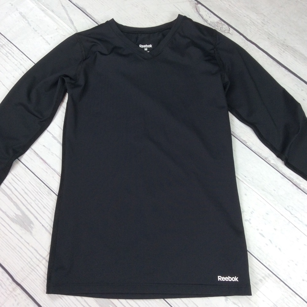Reebok Girls Play Dry Long Sleeve V-neck Shirt Size M (10-12) Activewear